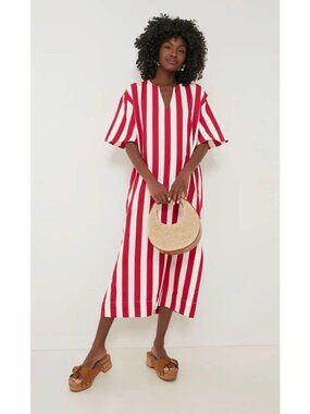 Tuckernuck Pomander Place red striped Canaan midi maxi dress